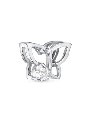 Подвеска серебро 925 пробы, покрытие - родирование, вставка - фианит (недрагоценный камень)