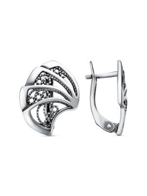 Серьги серебро 925 пробы, покрытие - оксидирование, без вставок