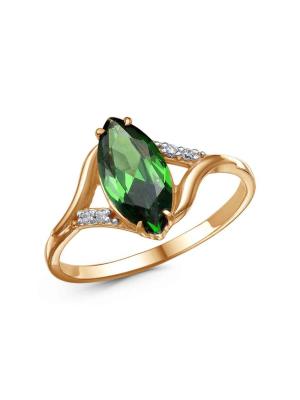 Кольцо бижутерия, покрытие - золочение, выборочное родирование, вставка - фианит (недрагоценный камень)