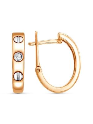 Серьги серебро 925 пробы, покрытие - золочение, выборочное родирование, вставка - фианит (недрагоценный камень)