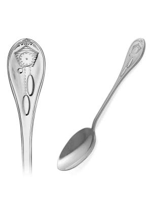 Ложка чайная "часики" серебро 925 пробы, без покрытия, без вставок