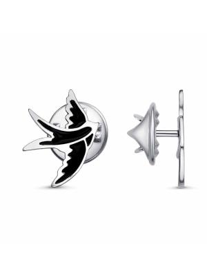 Брошь бижутерия, покрытие - платинирование, отделка - эмаль, без вставок