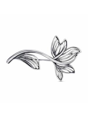 Брошь бижутерия, покрытие - серебрение с оксидированием, без вставок