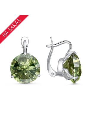 Серьги серебро 925 пробы, покрытие - родирование, вставка - фианит собственной огранки (недрагоценный камень)
