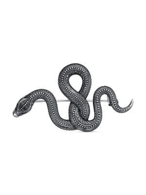 Брошь бижутерия, покрытие - серебрение с оксидированием, без вставок