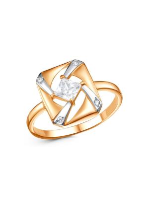 Кольцо серебро 925 пробы, покрытие - золочение, выборочное родирование, вставка - фианит (недрагоценный камень)