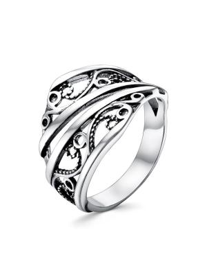 Кольцо серебро 925 пробы, покрытие - оксидирование, без вставок