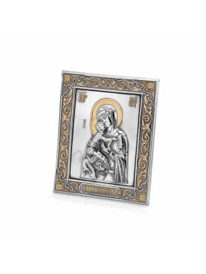 Икона "владимирская божия матерь" серебро 925 пробы, покрытие - оксидирование, выборочное золочение, без вставок