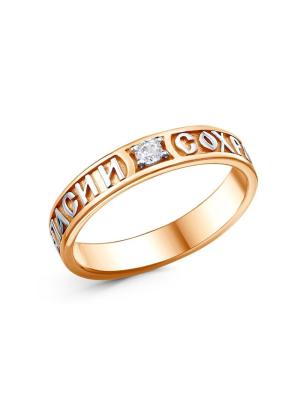 Кольцо серебро 925 пробы, покрытие - золочение, выборочное родирование, вставка - фианит (недрагоценный камень)