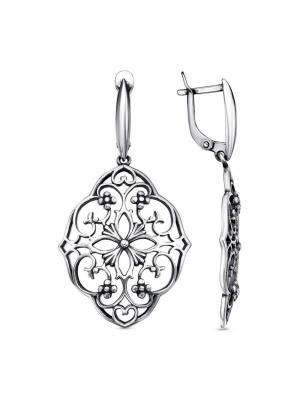 Серьги серебро 925 пробы, покрытие - оксидирование, без вставок