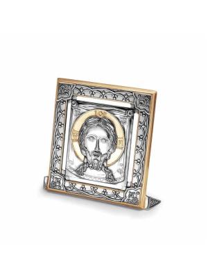 Икона "спас нерукотворный" серебро 925 пробы, покрытие - оксидирование, выборочное золочение, без вставок