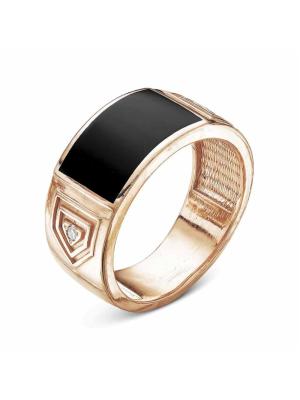 Кольцо серебро 925 пробы, покрытие - золочение, отделка - эмаль, вставка - фианит (недрагоценный камень)