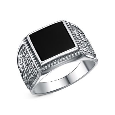 Кольцо серебро 925 пробы, покрытие - оксидирование, вставка - стекло ювелирное собственной огранки