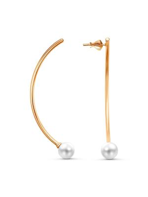 Серьги бижутерия, покрытие - золочение, вставка - имитация жемчуга