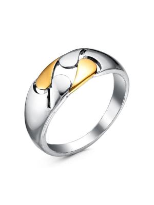 Кольцо бижутерия, покрытие - серебрение с оксидированием, выборочное золочение, без вставок