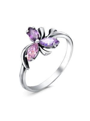 Кольцо бижутерия, покрытие - серебрение с оксидированием, вставка - фианит (недрагоценный камень)