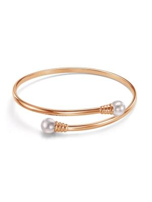 Браслет бижутерия, покрытие - золочение, вставка - имитация жемчуга