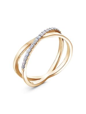 Кольцо серебро 925 пробы, покрытие - золочение, выборочное родирование, вставка - фианит (недрагоценный камень)