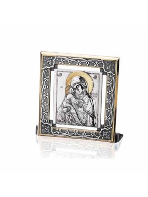 Икона "владимирская божия матерь" серебро 925 пробы, покрытие - оксидирование, выборочное золочение, без вставок