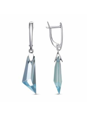 Серьги серебро 925 пробы, покрытие - платинирование, вставка - стекло ювелирное собственной огранки