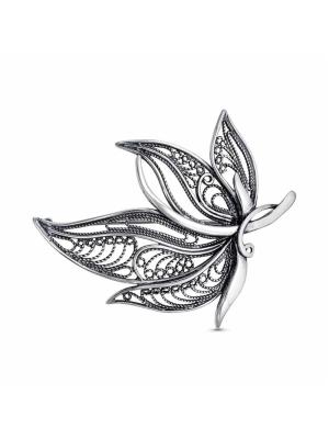 Брошь серебро 925 пробы, покрытие - оксидирование, без вставок