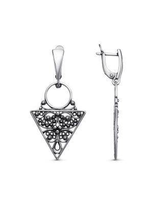 Серьги бижутерия, покрытие - серебрение с оксидированием, без вставок