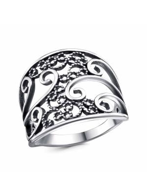 Кольцо бижутерия, покрытие - серебрение с оксидированием, без вставок