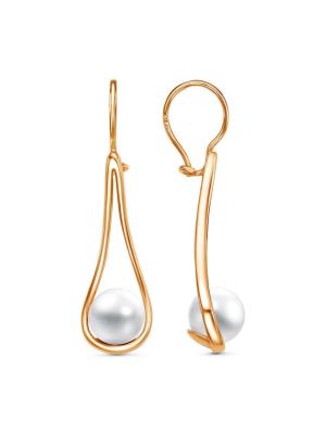 Серьги бижутерия, покрытие - золочение, вставка - имитация жемчуга