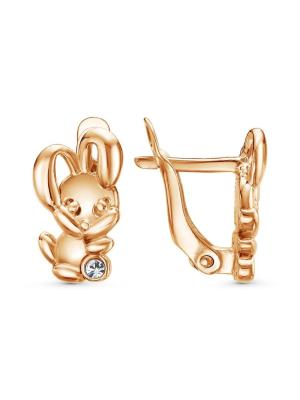 Серьги бижутерия, покрытие - золочение, вставка - стекло ювелирное preciosa