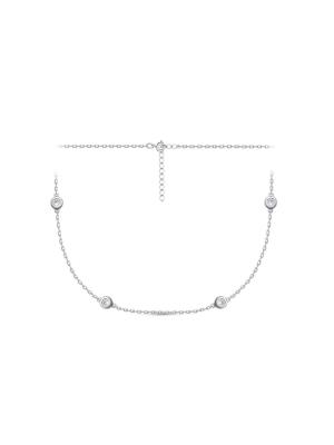 Колье серебро 925 пробы, покрытие - родирование, вставка - фианит (недрагоценный камень)