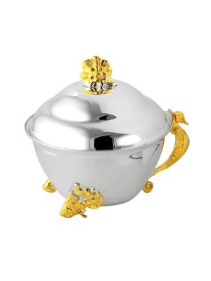 Икорница "морской конек" серебро 925 пробы, покрытие - выборочное золочение, без вставок