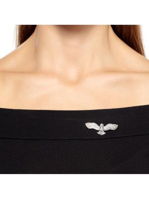 Брошь серебро 925 пробы, покрытие - оксидирование, без вставок