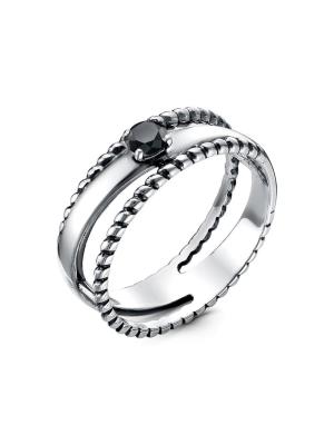 Кольцо бижутерия, покрытие - серебрение с оксидированием, вставка - фианит (недрагоценный камень)