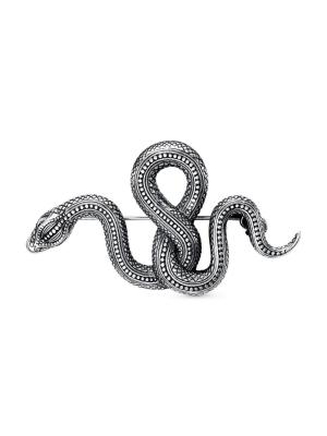 Брошь серебро 925 пробы, покрытие - оксидирование, без вставок