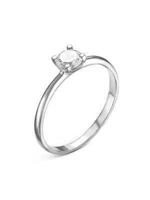 Кольцо серебро 925 пробы, покрытие - родирование, вставка - фианит (недрагоценный камень)