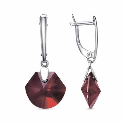 Серьги серебро 925 пробы, покрытие - платинирование, вставка - стекло ювелирное собственной огранки