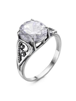 Кольцо серебро 925 пробы, покрытие - оксидирование, вставка - фианит (недрагоценный камень)