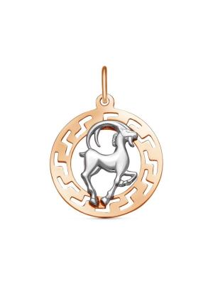Подвеска "козерог" серебро 925 пробы, покрытие - золочение, выборочное родирование, без вставок
