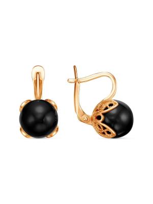 Серьги бижутерия, покрытие - золочение, вставка - имитация жемчуга