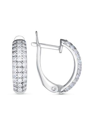 Серьги серебро 925 пробы, покрытие - родирование, вставка - фианит (недрагоценный камень)