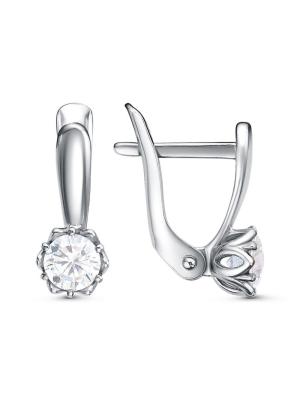 Серьги серебро 925 пробы, покрытие - платинирование, вставка - фианит (недрагоценный камень)