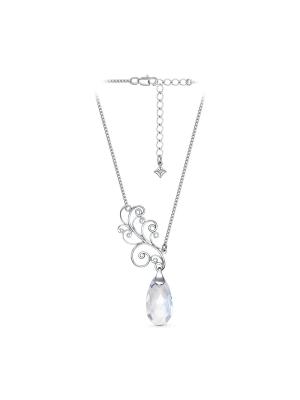 Колье серебро 925 пробы, покрытие - родирование, вставка - фианит (недрагоценный камень)