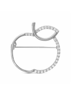 Брошь серебро 925 пробы, покрытие - родирование, вставка - фианит (недрагоценный камень)