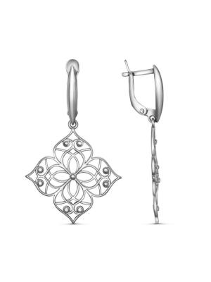 Серьги бижутерия, покрытие - серебрение с оксидированием, без вставок