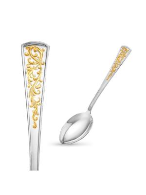 Ложка десертная "стиль" серебро 925 пробы, покрытие - выборочное золочение, без вставок