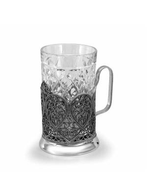 Подстаканник бижутерия, покрытие - серебрение с оксидированием, без вставок