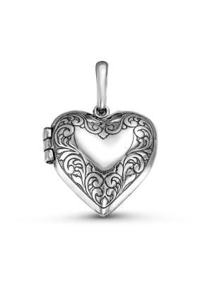 Подвеска "медальон сердце" серебро 925 пробы, покрытие - оксидирование, без вставок