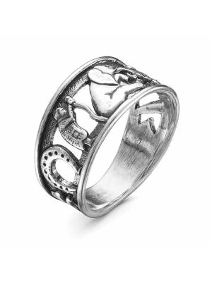 Кольцо бижутерия, покрытие - серебрение с оксидированием, без вставок