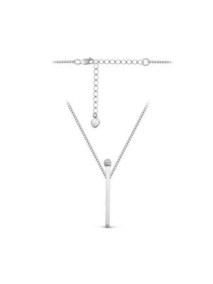 Колье серебро 925 пробы, покрытие - родирование, вставка - фианит (недрагоценный камень)