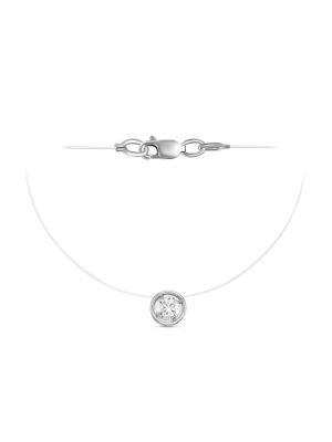 Колье серебро 925 пробы, покрытие - родирование, вставка - фианит (недрагоценный камень)